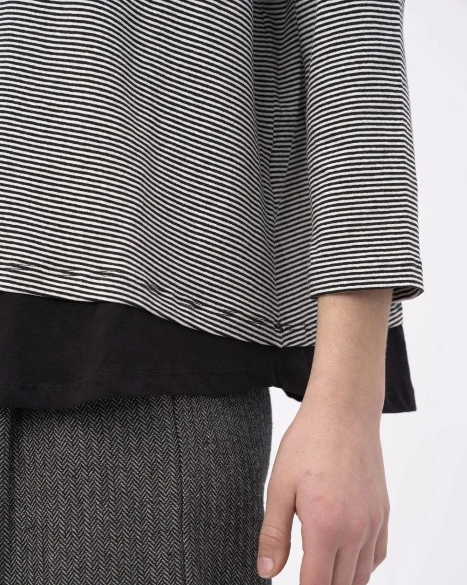 Crewneck Layered Striped Blouse