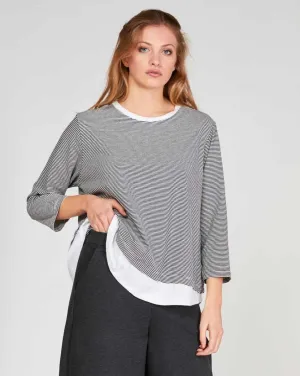 Crewneck Layered Striped Blouse