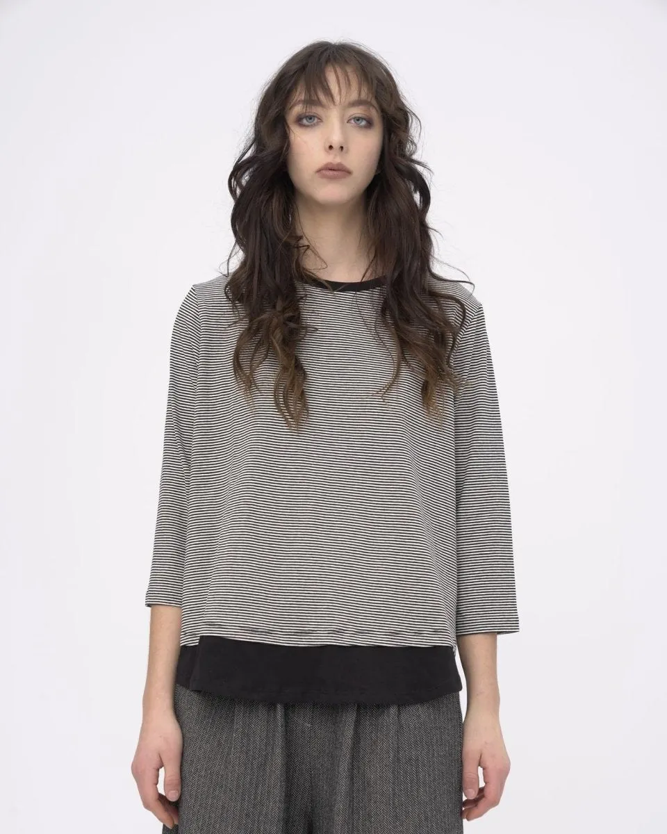 Crewneck Layered Striped Blouse