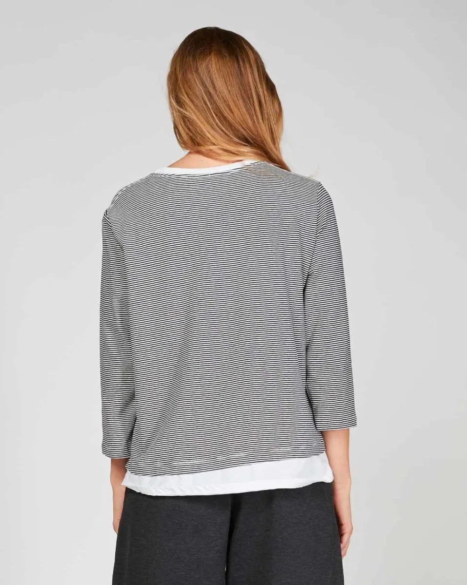 Crewneck Layered Striped Blouse