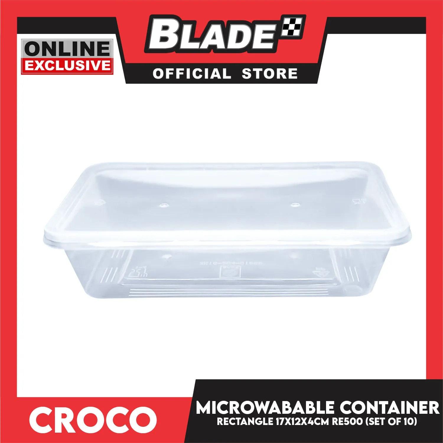Croco Microwavable Container Rectangular 17x12x4CM RE500 (Set of 10)