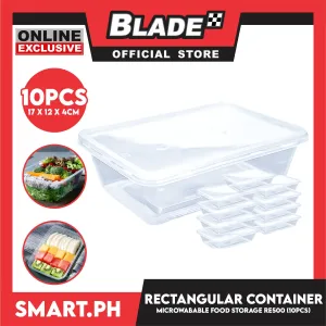 Croco Microwavable Container Rectangular 17x12x4CM RE500 (Set of 10)