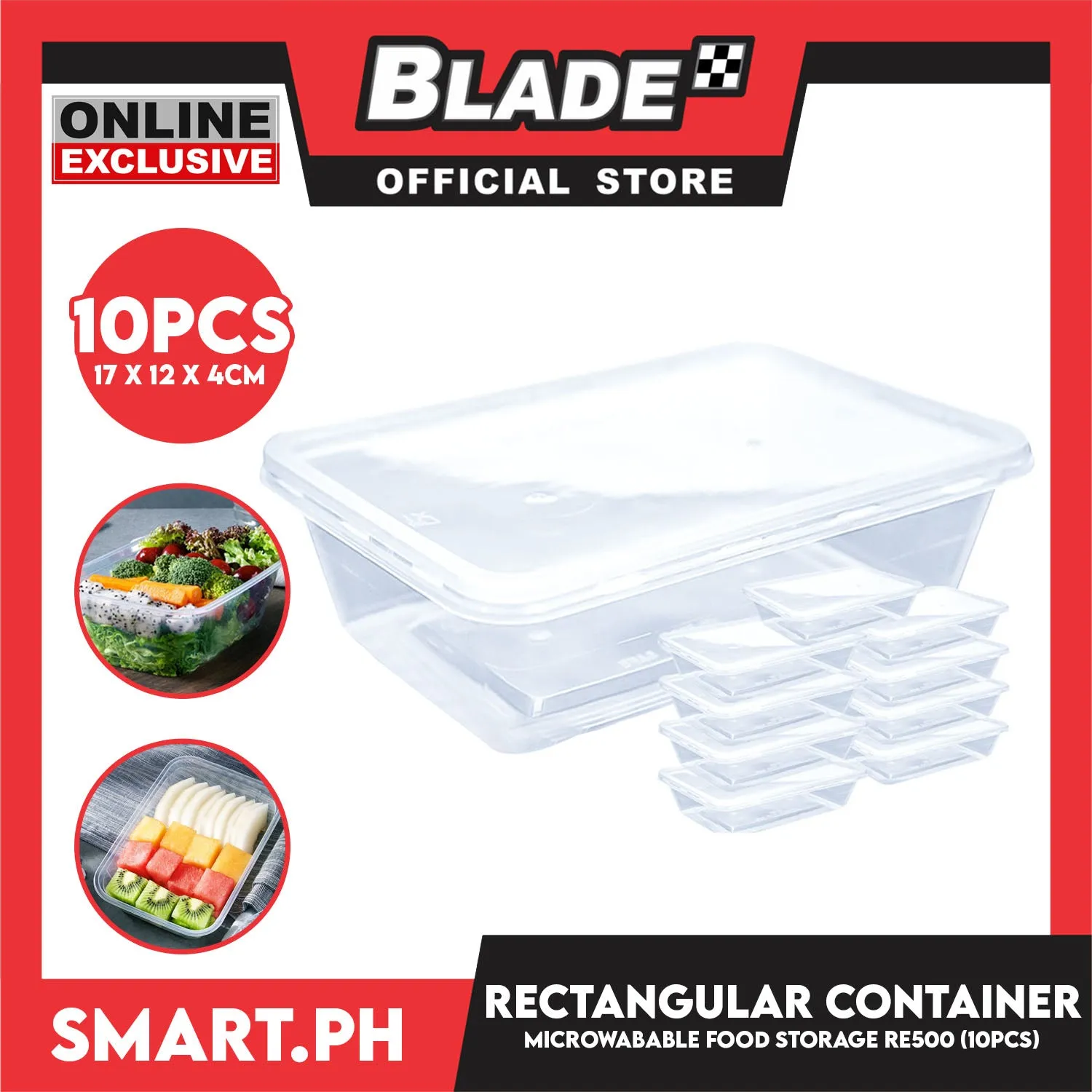 Croco Microwavable Container Rectangular 17x12x4CM RE500 (Set of 10)