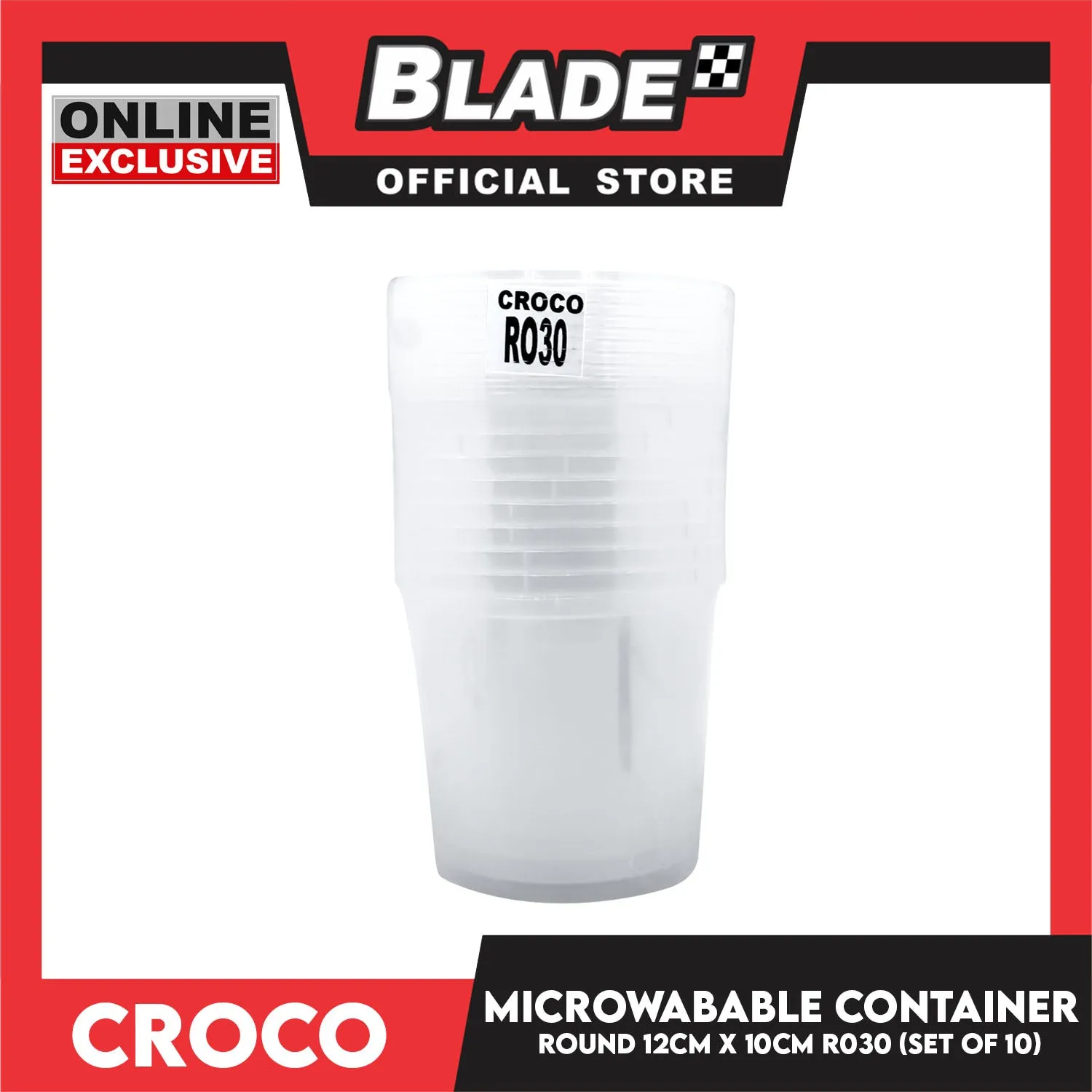 Croco Microwavable Container Round 12cmx10cm R030 (Set of 10)