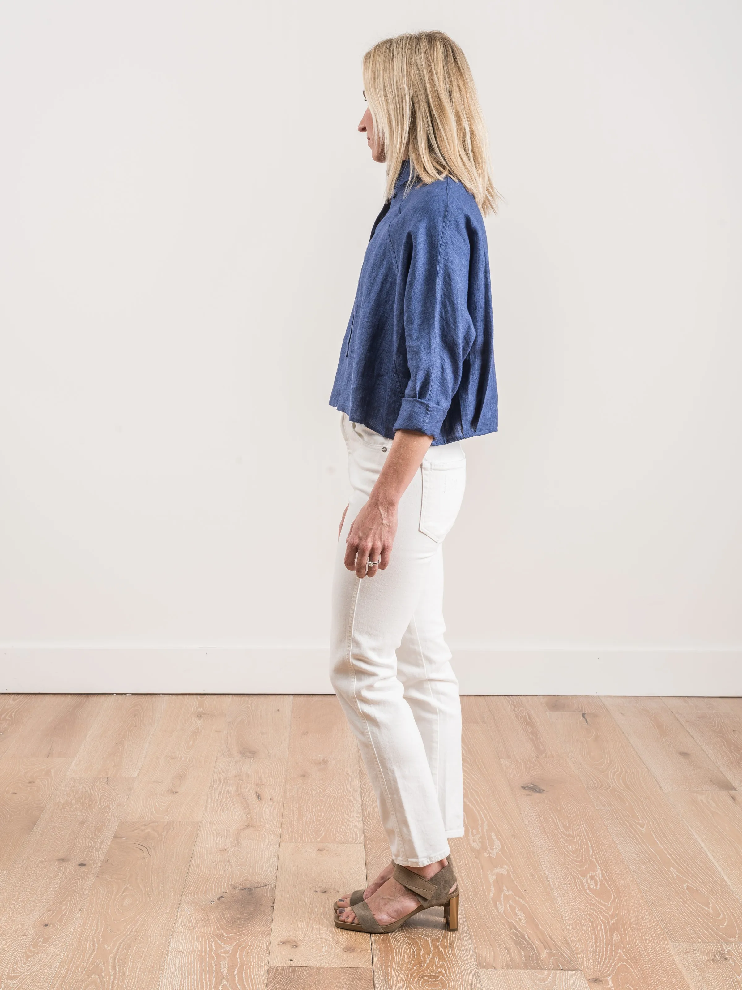 crop shirt jacket - indigo