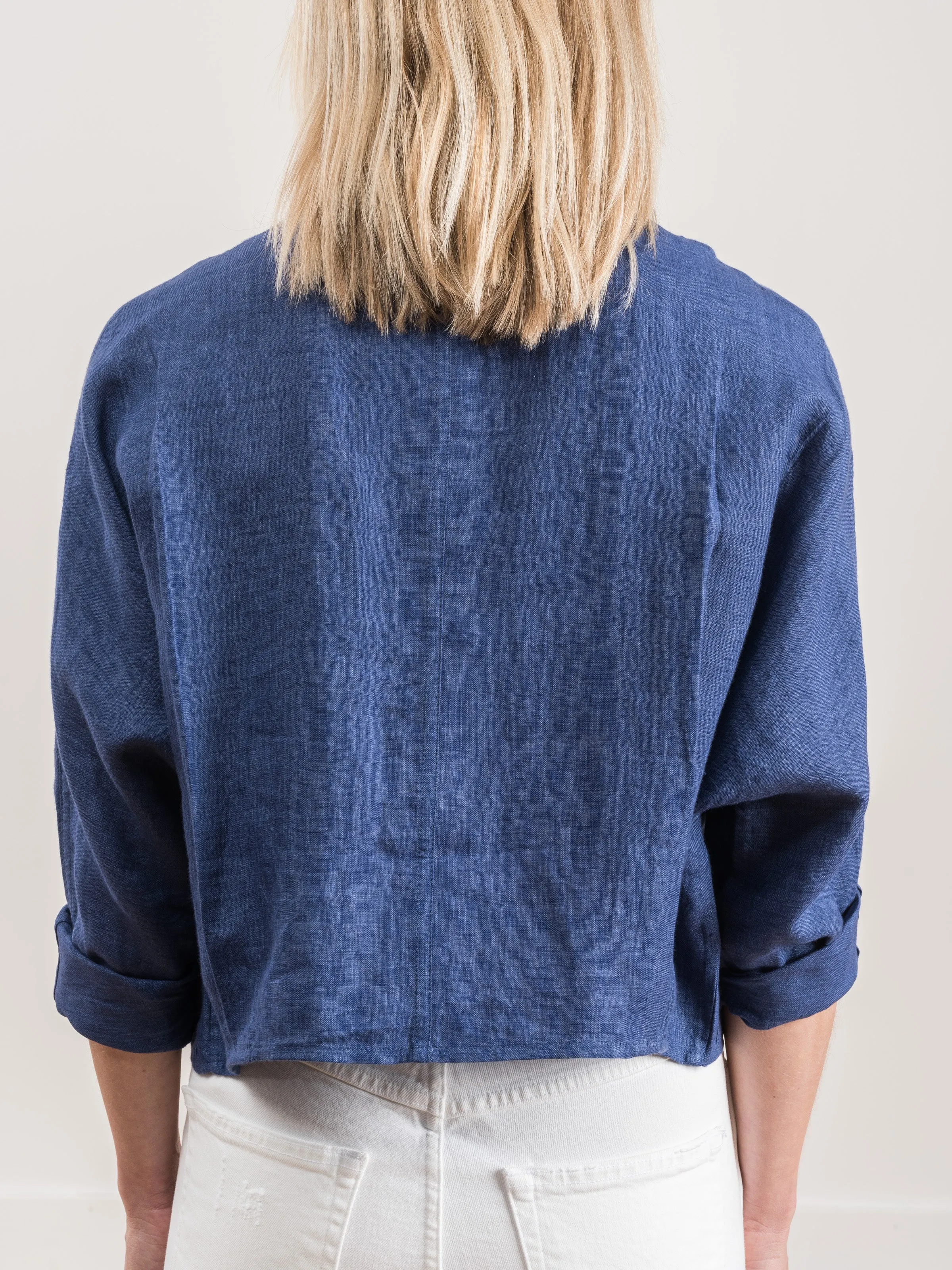 crop shirt jacket - indigo