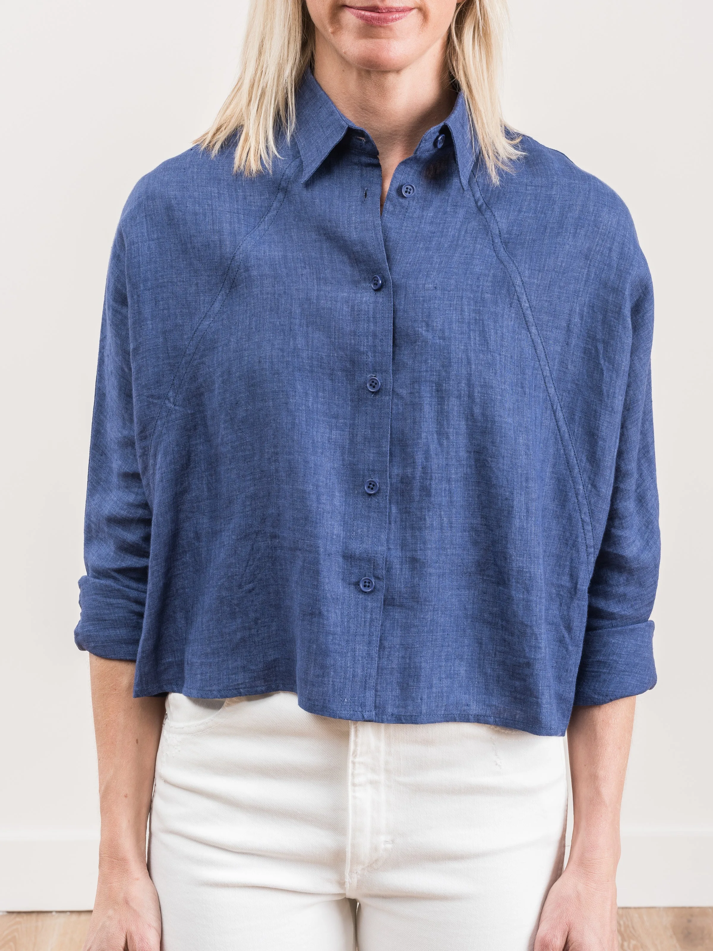 crop shirt jacket - indigo