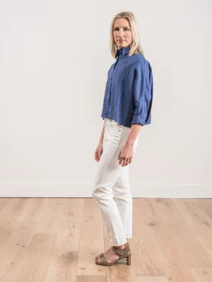 crop shirt jacket - indigo