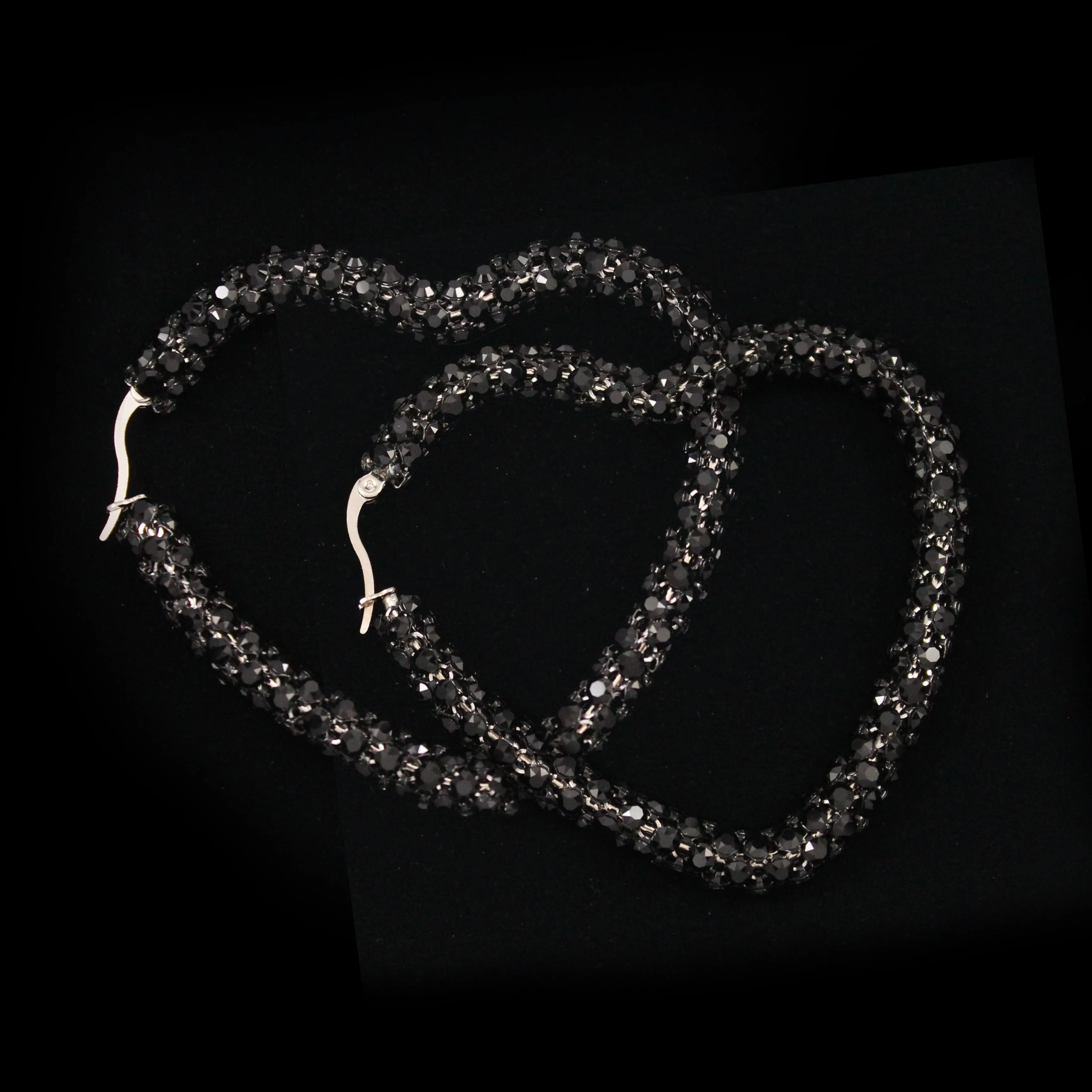 Crystal Mesh Large Heart Hoop Earring