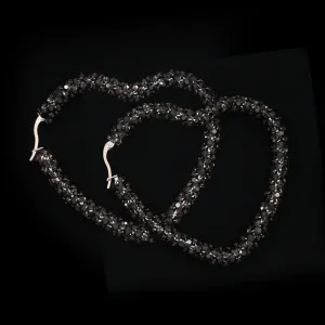 Crystal Mesh Large Heart Hoop Earring