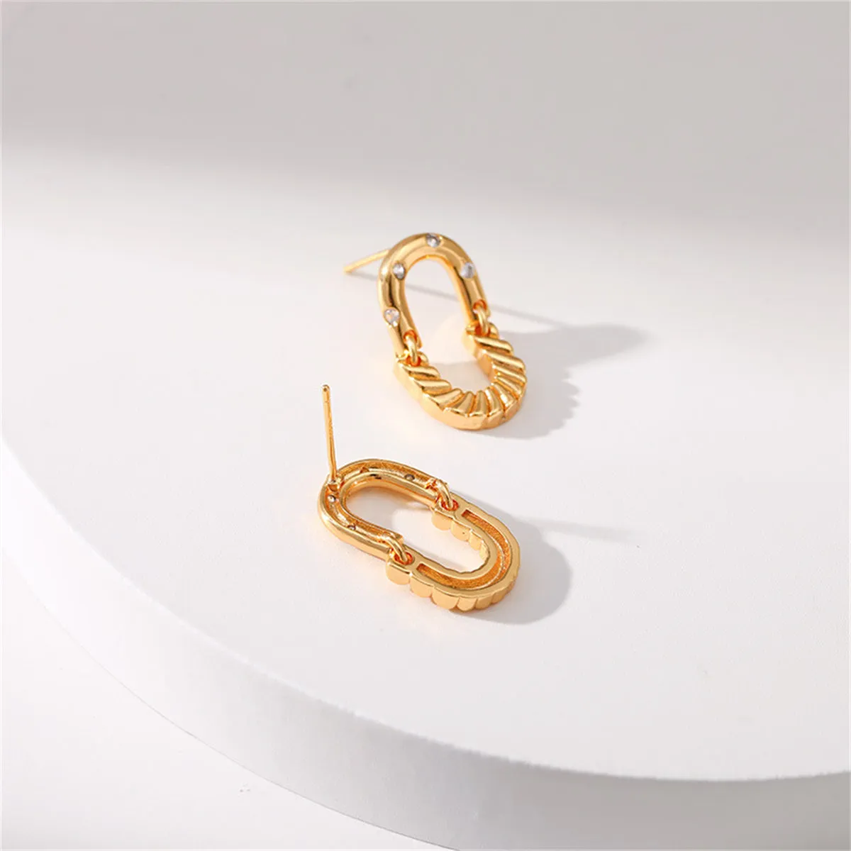 Cubic Zirconia & 18K Gold-Plated Linked Drop Earrings