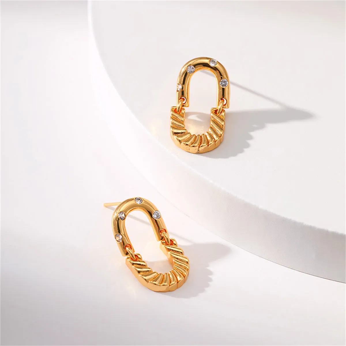 Cubic Zirconia & 18K Gold-Plated Linked Drop Earrings