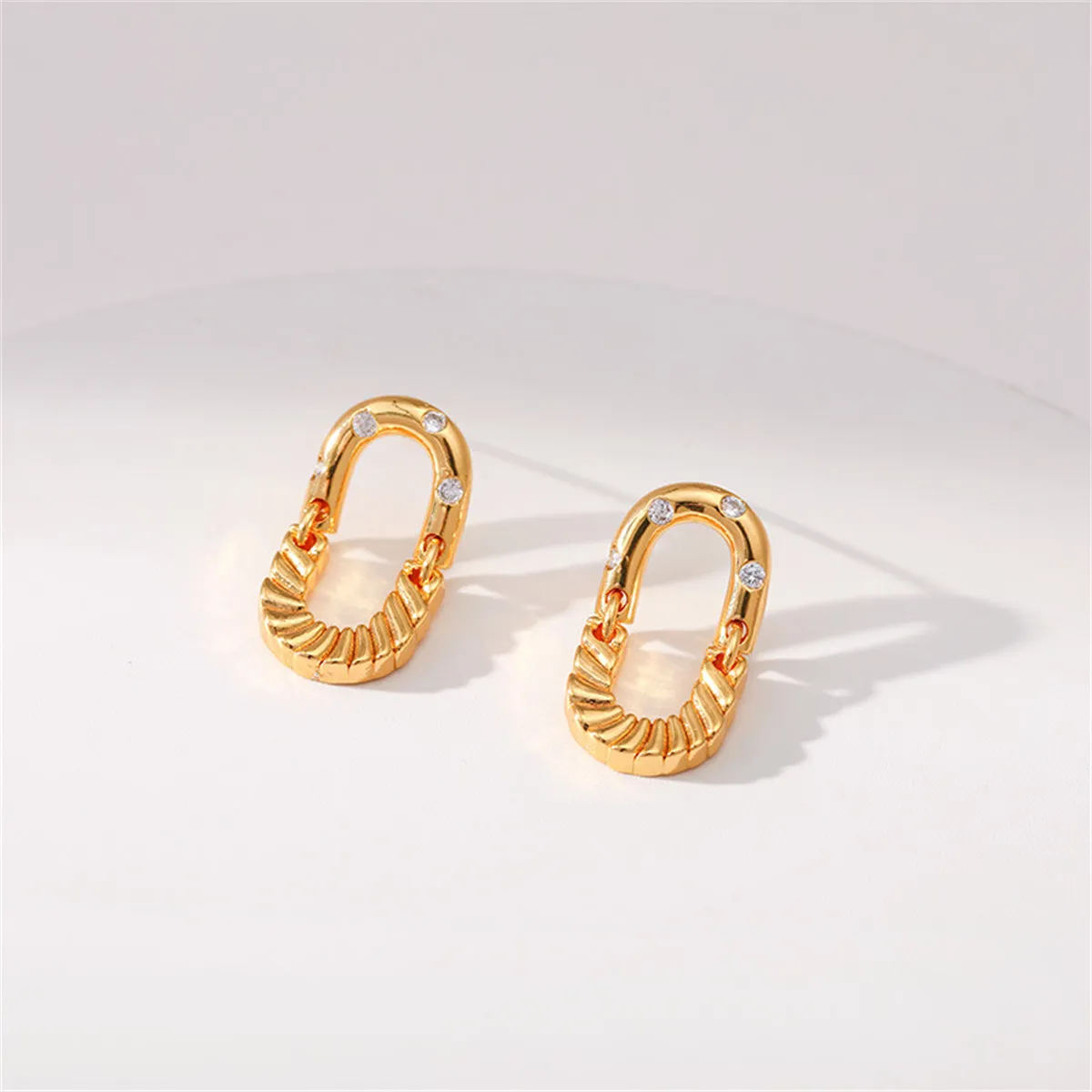 Cubic Zirconia & 18K Gold-Plated Linked Drop Earrings