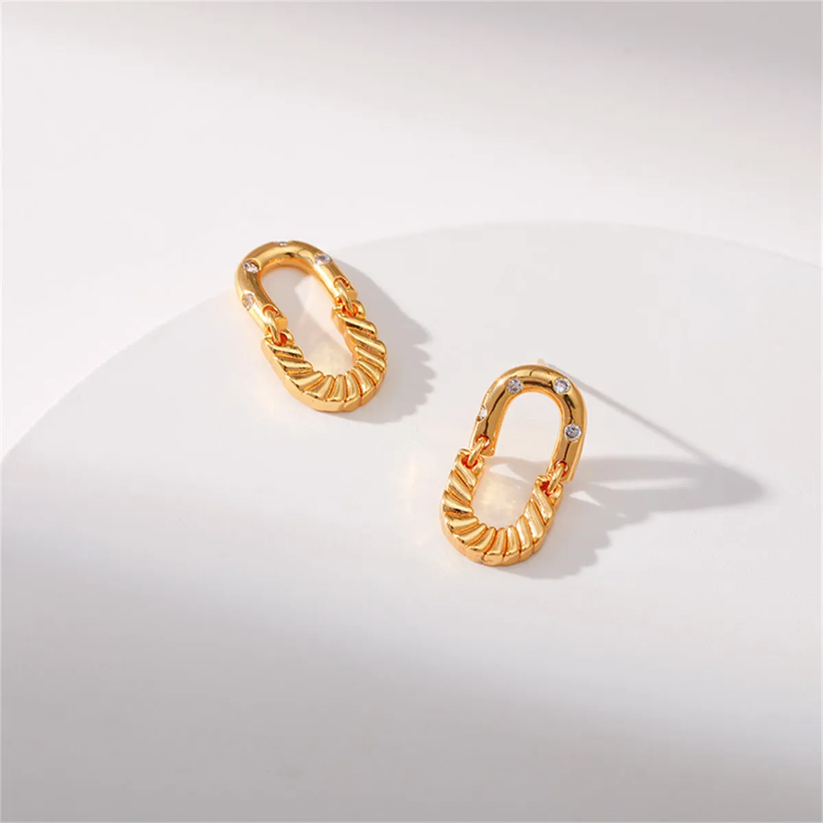 Cubic Zirconia & 18K Gold-Plated Linked Drop Earrings