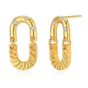 Cubic Zirconia & 18K Gold-Plated Linked Drop Earrings
