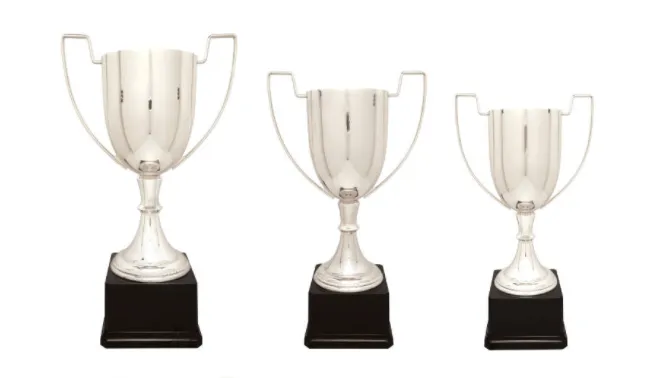 Cup Trophy - Silver Zinc Metal With Handles
