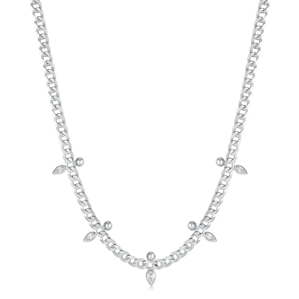 Curb Chain Sparkle Point Necklace