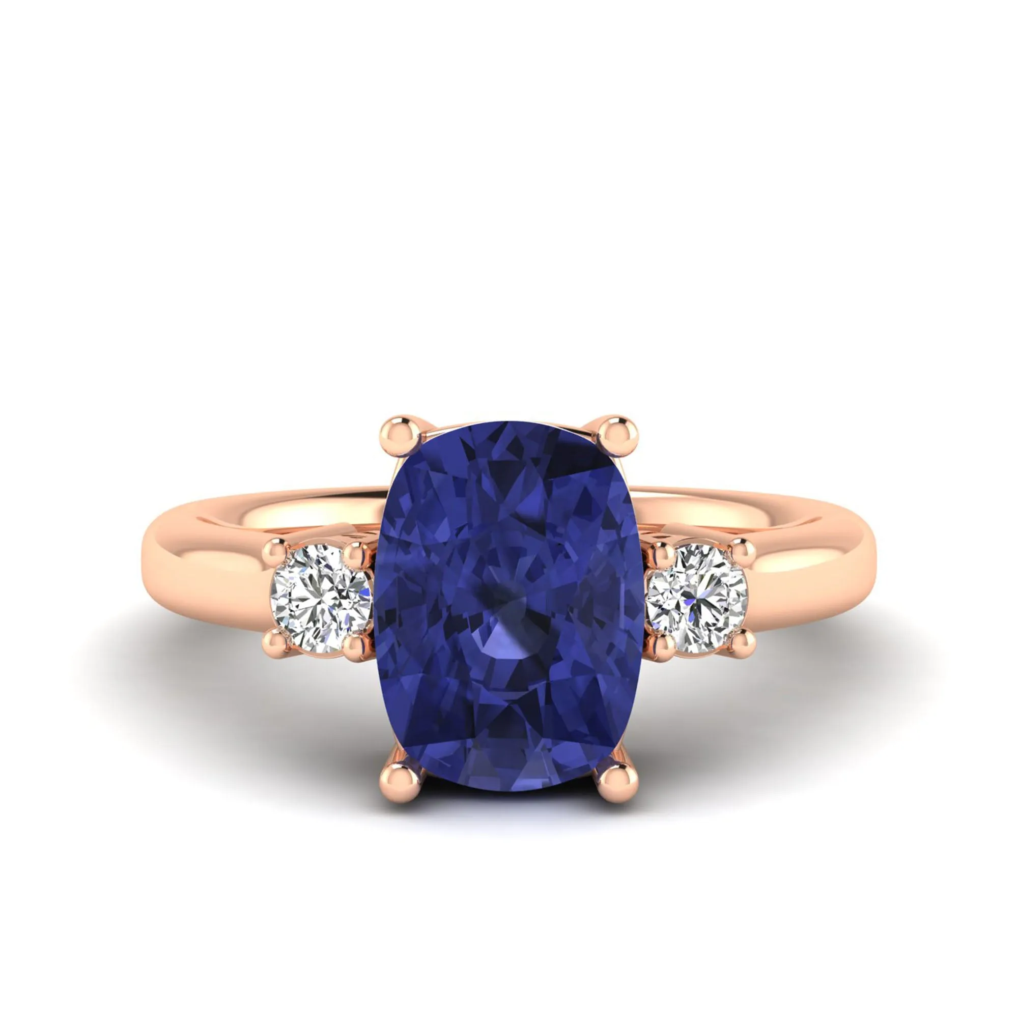 Cushion Tanzanite and Diamond Ring