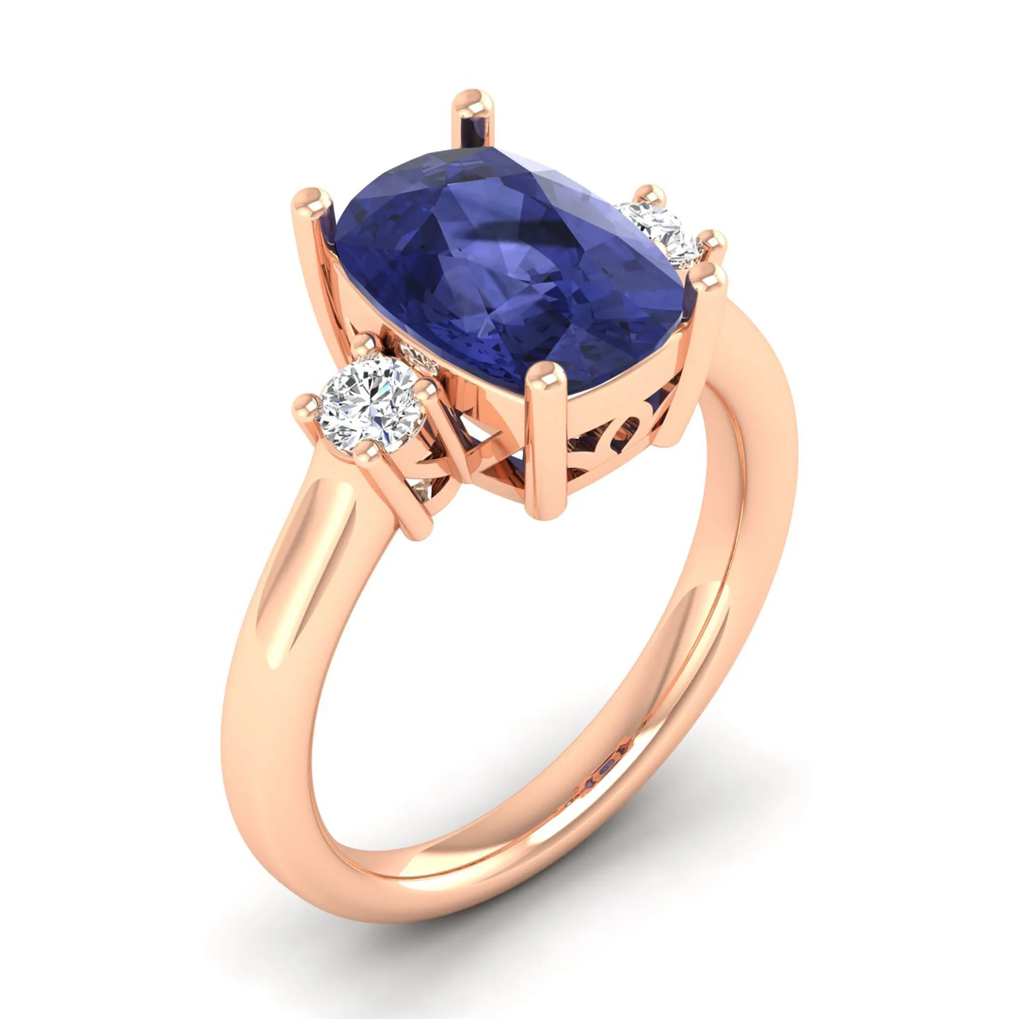 Cushion Tanzanite and Diamond Ring