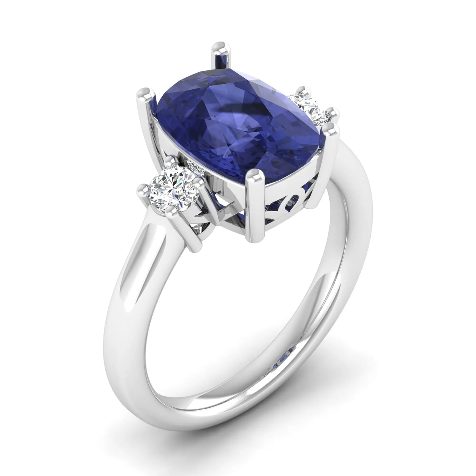 Cushion Tanzanite and Diamond Ring