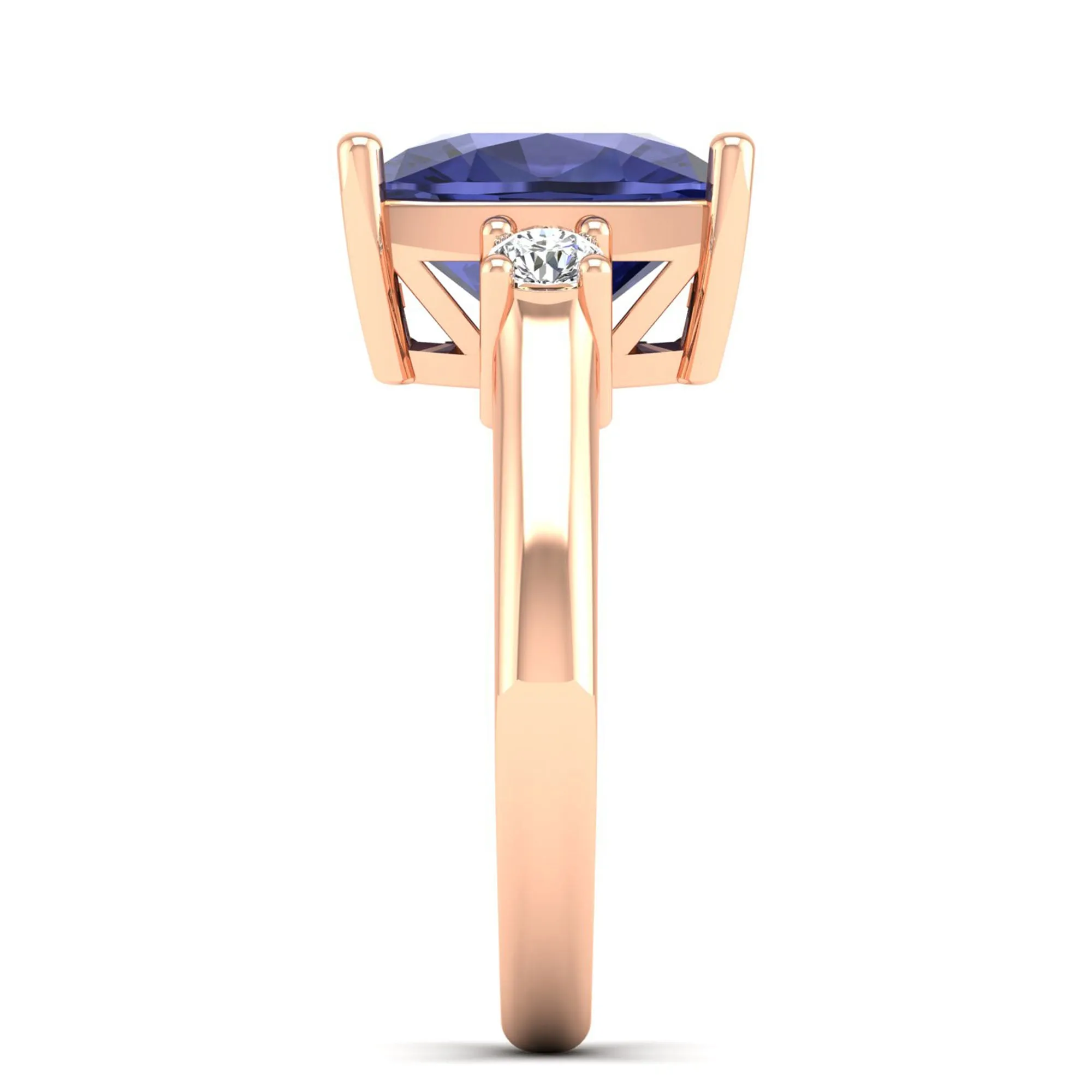Cushion Tanzanite and Diamond Ring