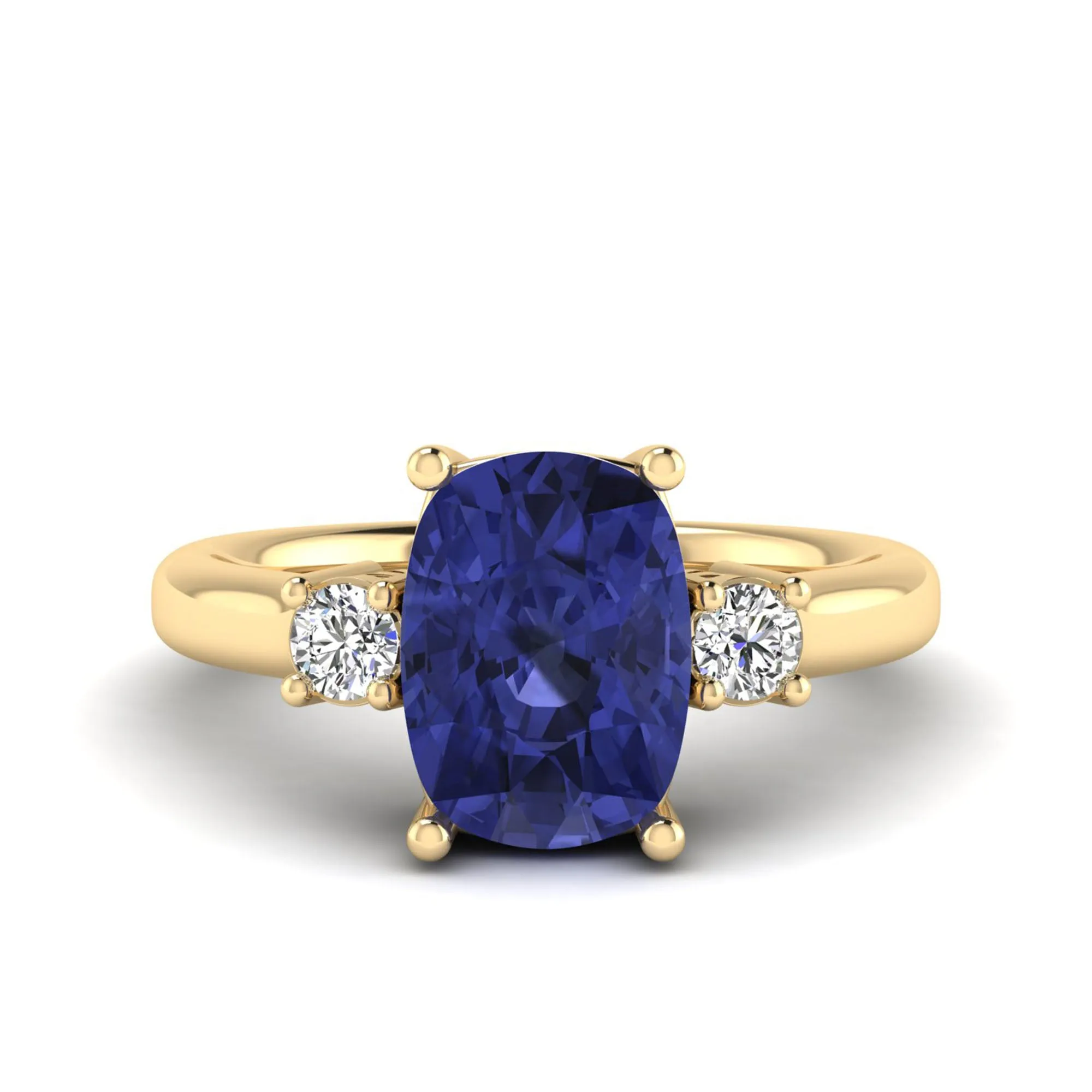 Cushion Tanzanite and Diamond Ring