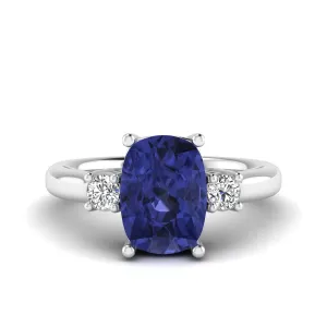 Cushion Tanzanite and Diamond Ring