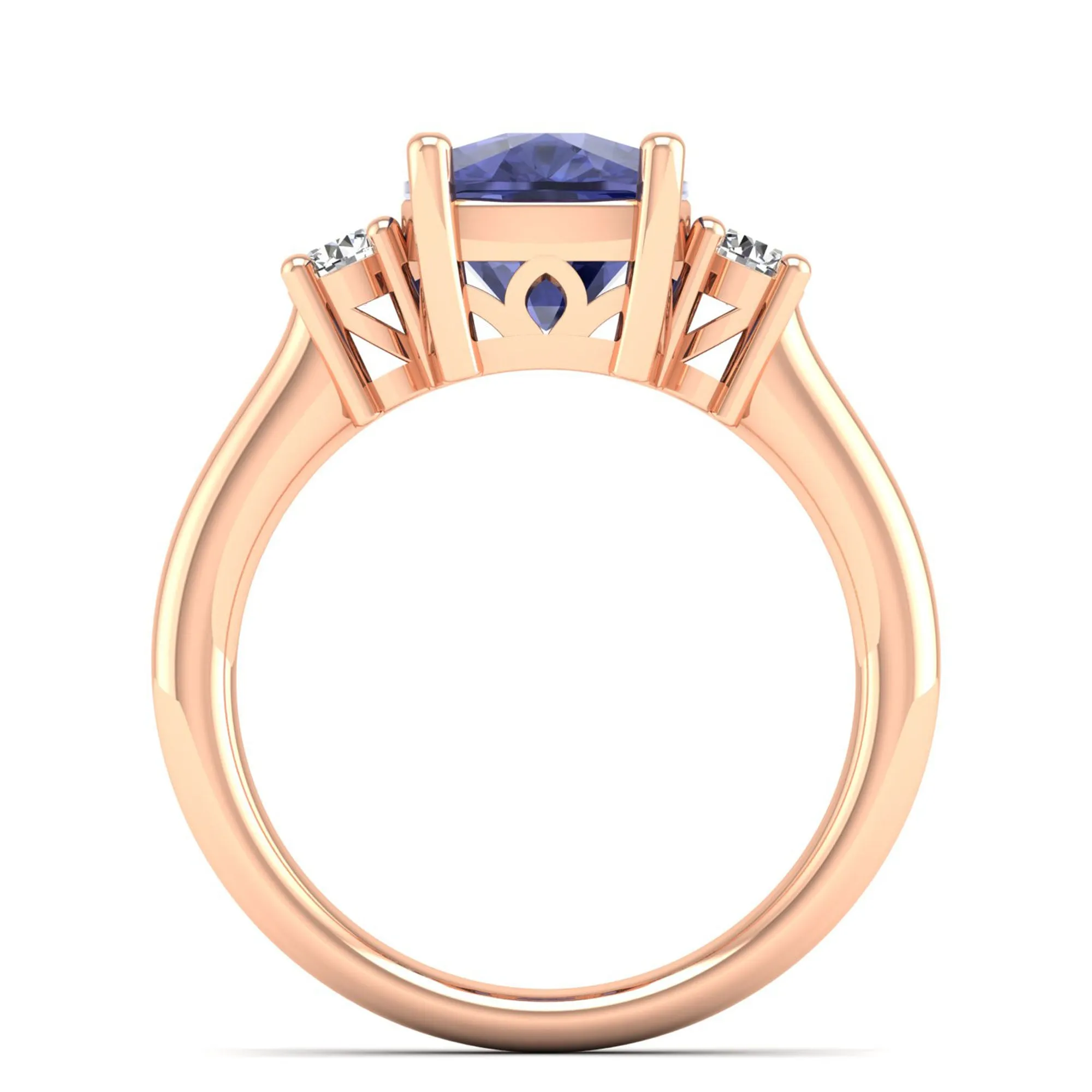 Cushion Tanzanite and Diamond Ring