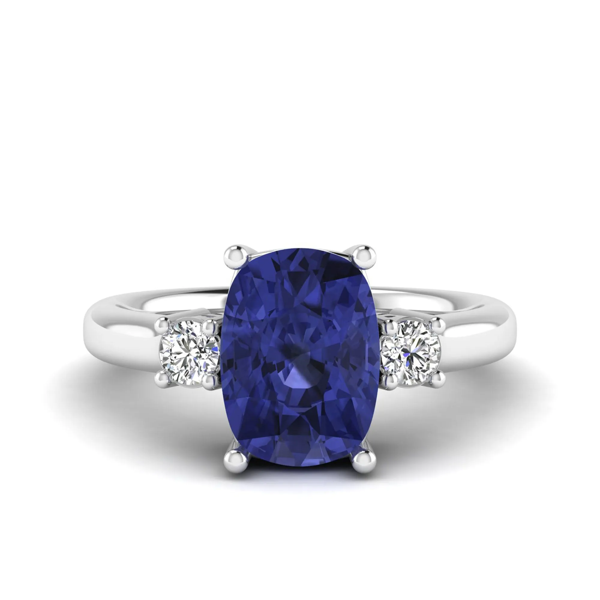 Cushion Tanzanite and Diamond Ring