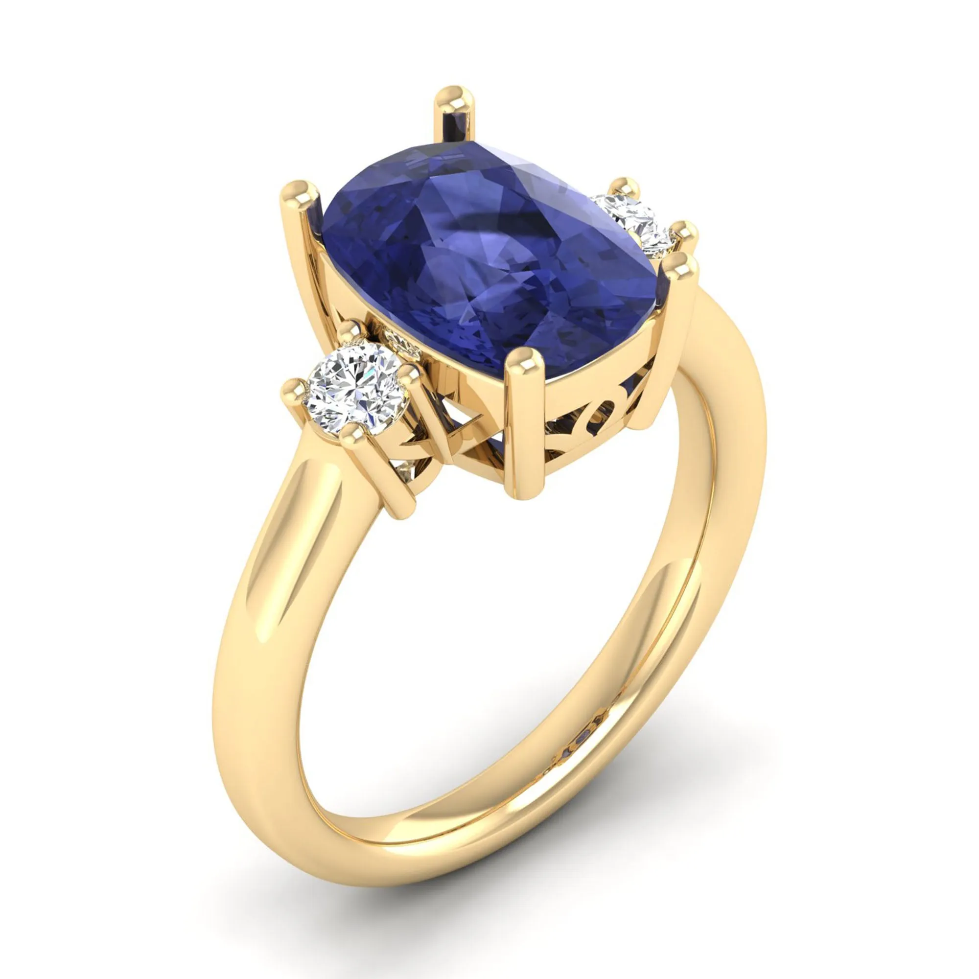 Cushion Tanzanite and Diamond Ring