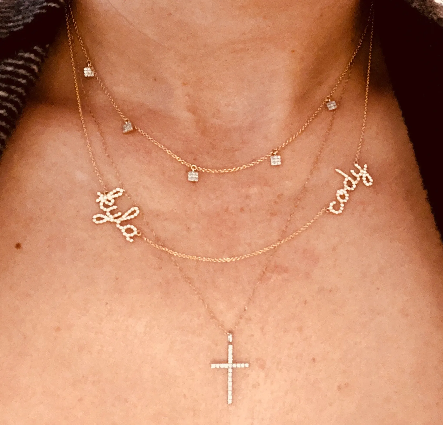 Custom Diamond Covered Dainty Name Necklace