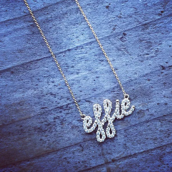 Custom Diamond Covered Dainty Name Necklace