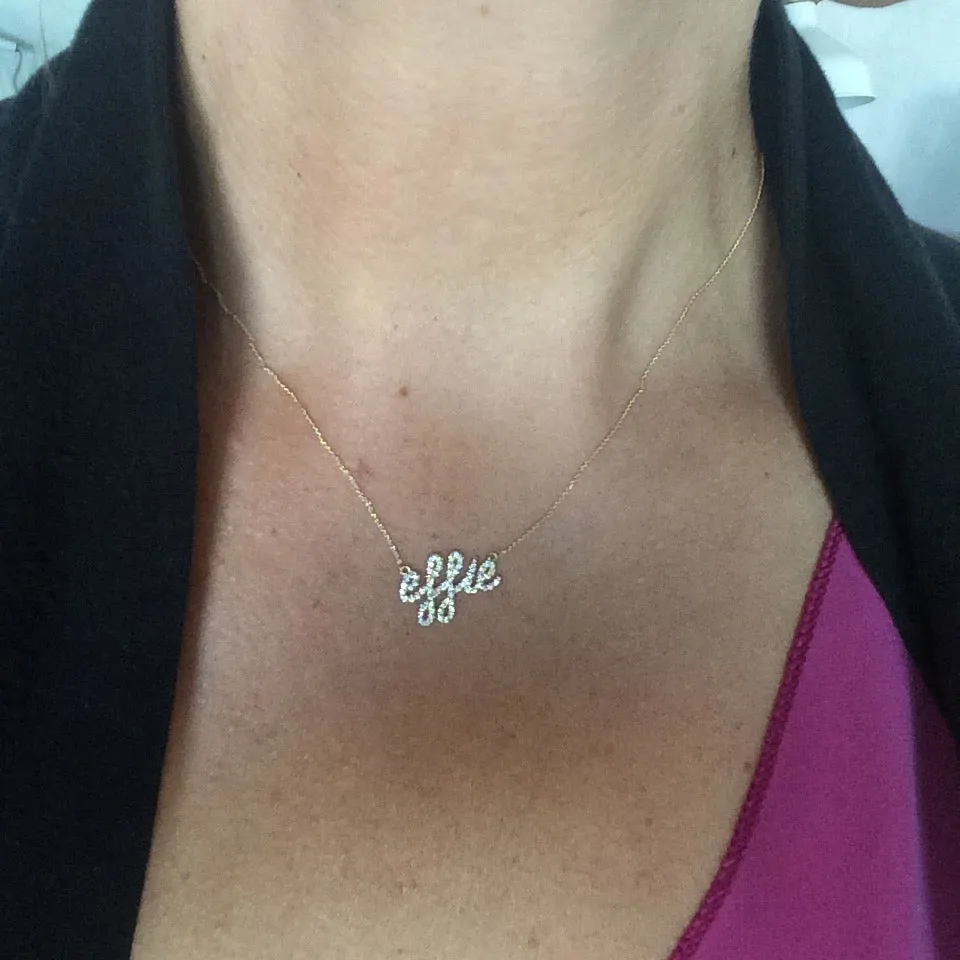 Custom Diamond Covered Dainty Name Necklace