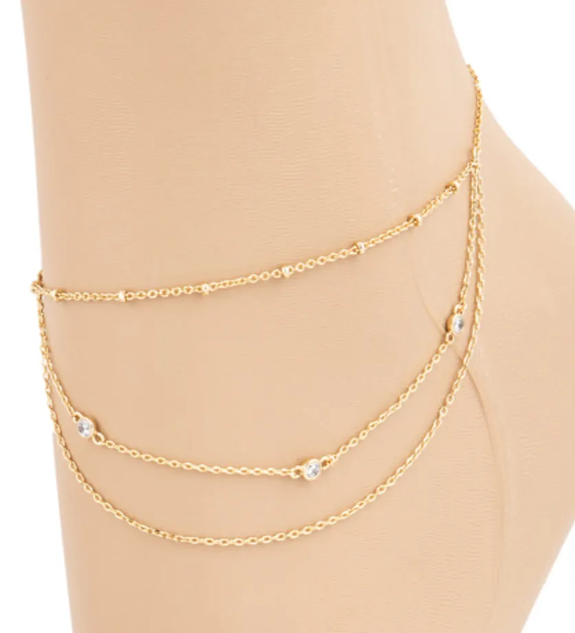 Dainty Layered Crystal Anklet