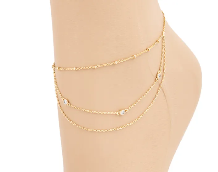 Dainty Layered Crystal Anklet