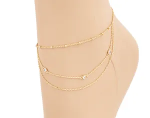 Dainty Layered Crystal Anklet