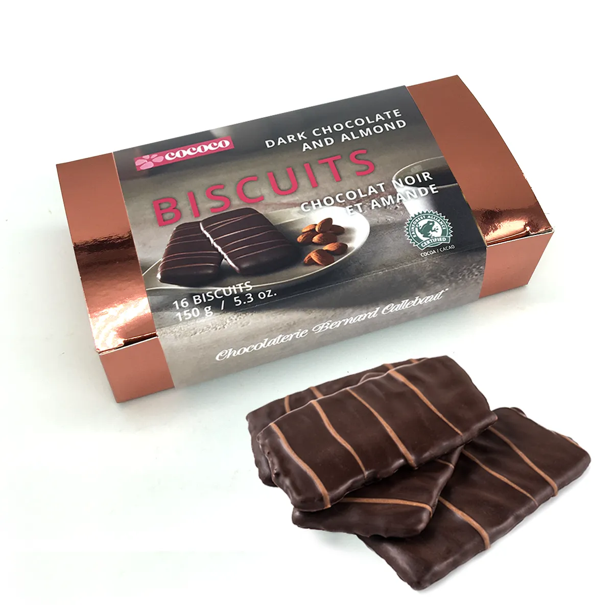 Dark Chocolate Covered Almond Biscuits