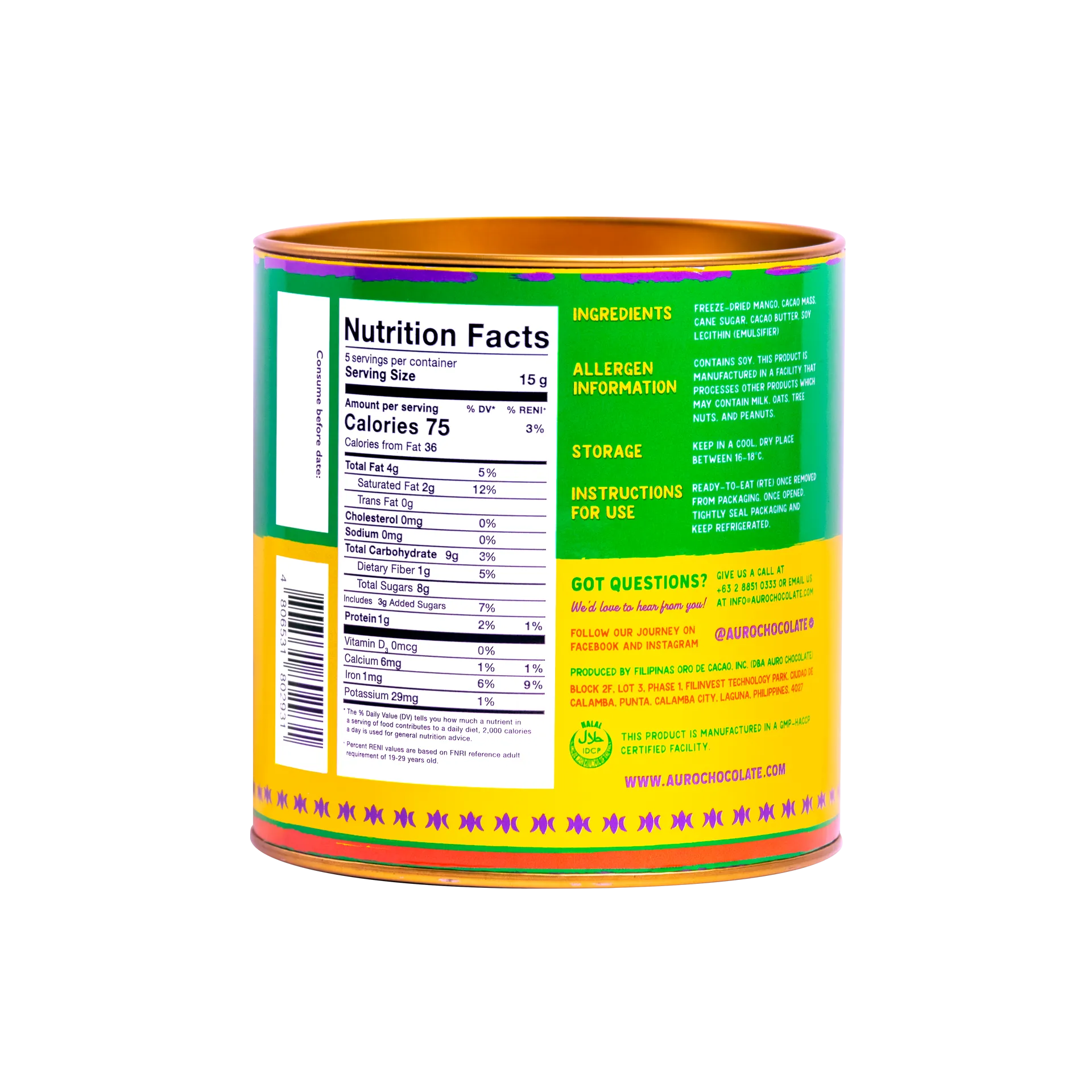 Dark Chocolate Covered Freeze Dried Mango Crunch 75G