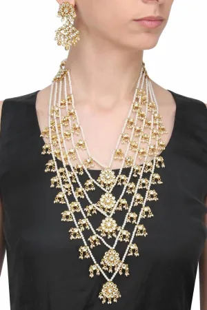 Delicate Bridal Set in Gold Plated Pearls Layered Design # J3408