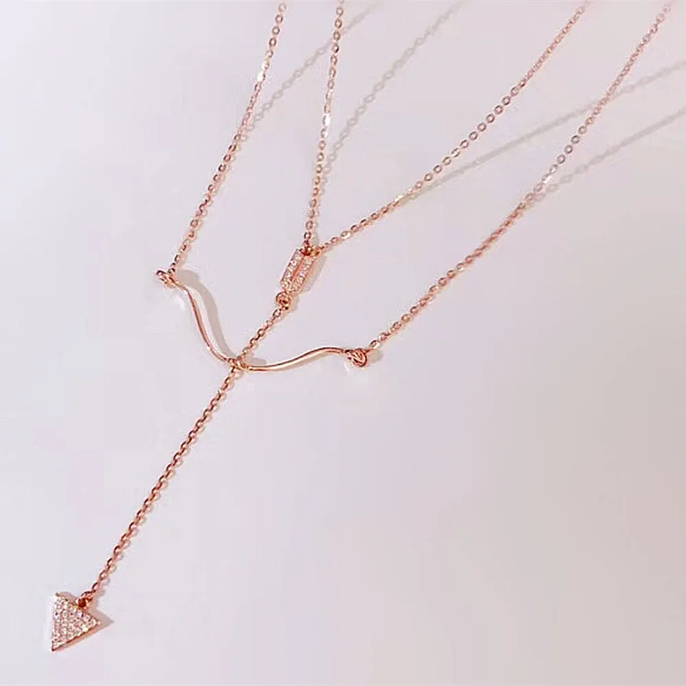 Diamond Cupid's Arrow Double Layered Necklace
