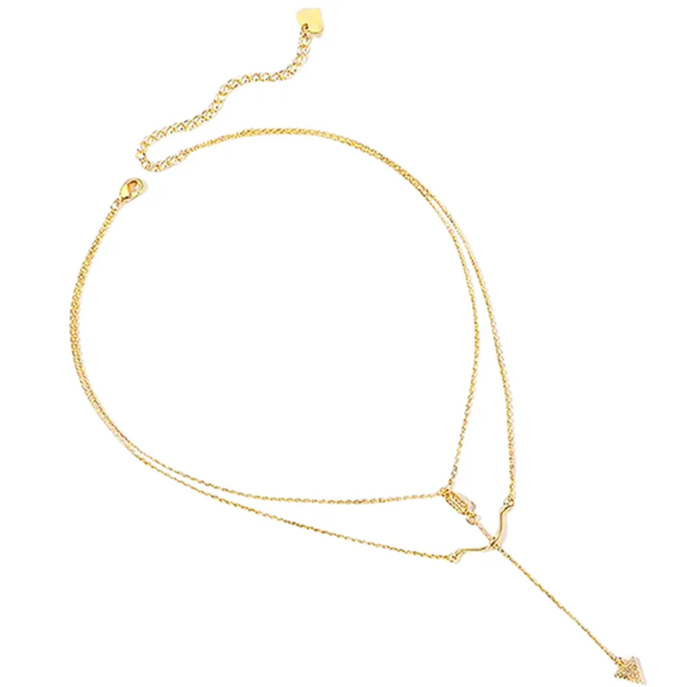 Diamond Cupid's Arrow Double Layered Necklace