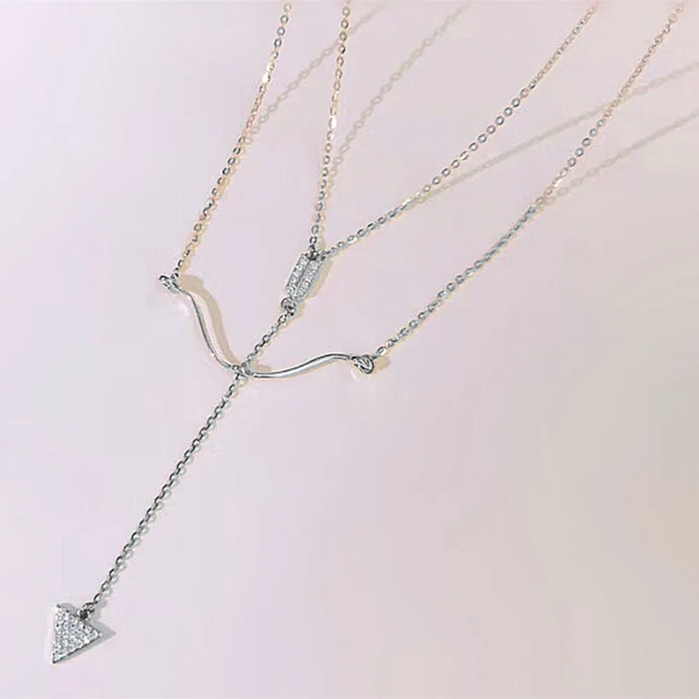 Diamond Cupid's Arrow Double Layered Necklace