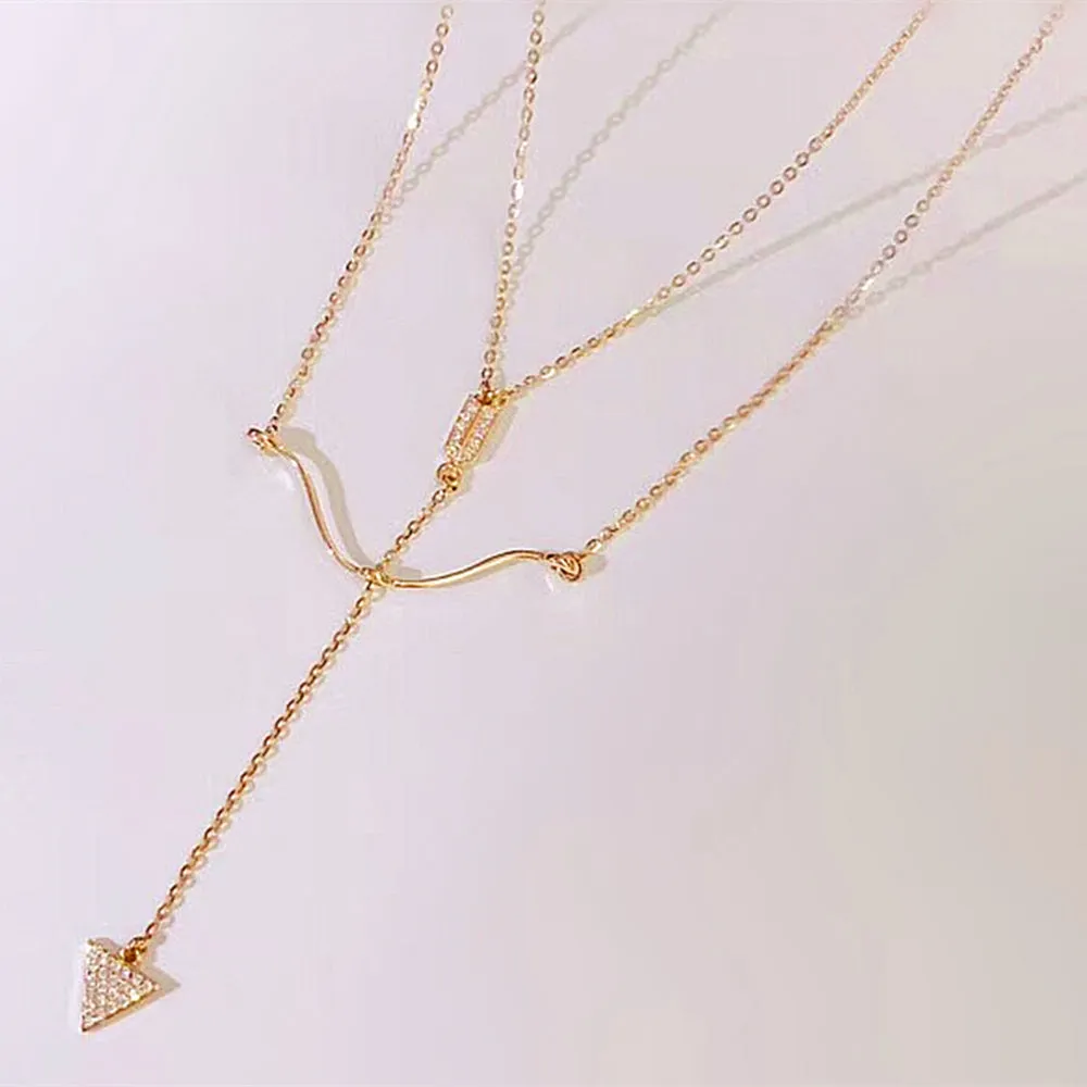 Diamond Cupid's Arrow Double Layered Necklace