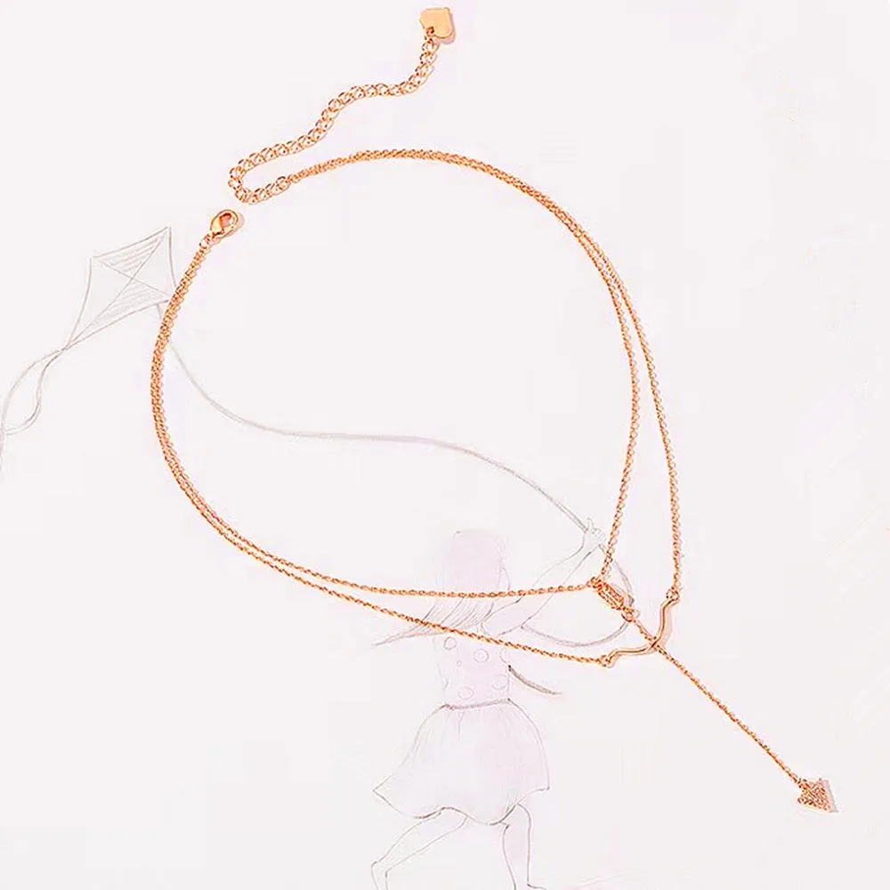 Diamond Cupid's Arrow Double Layered Necklace