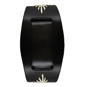 Diamond Stitched Black Leather Ladies Cuff BF