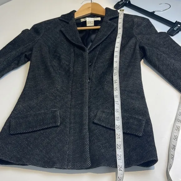 DIANE Von Furstenberg DvF Herringbone Tweed Jacket Georgica Grey Size 2