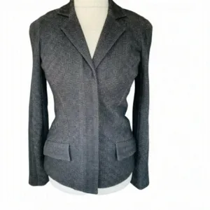 DIANE Von Furstenberg DvF Herringbone Tweed Jacket Georgica Grey Size 2