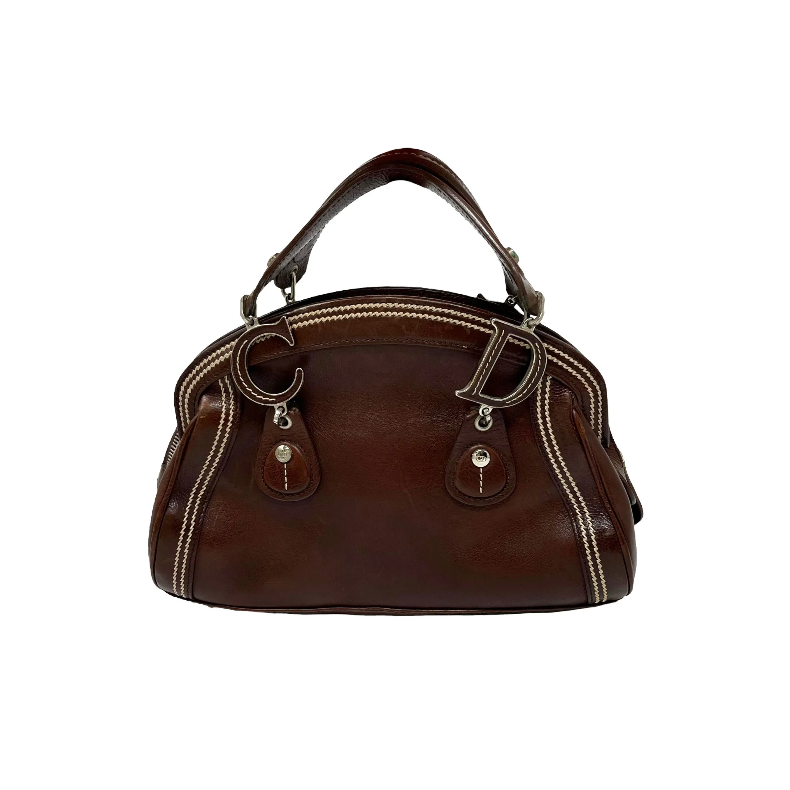 Dior Brown Floral Stitched Mini Bag