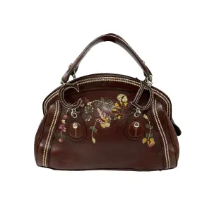 Dior Brown Floral Stitched Mini Bag