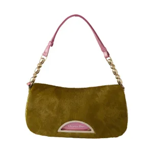 Dior Green   Pink Calf-hair   Snakeskin Shoulder Bag